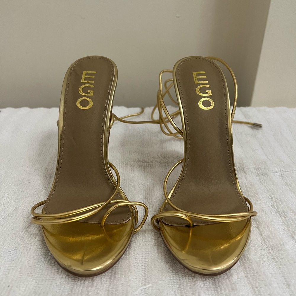 EGO Gold Strappy Heels for Women